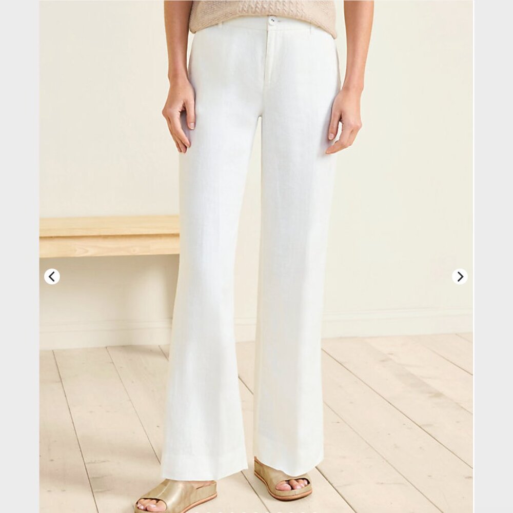 Garnet Hill Women's White Straight Leg Pants